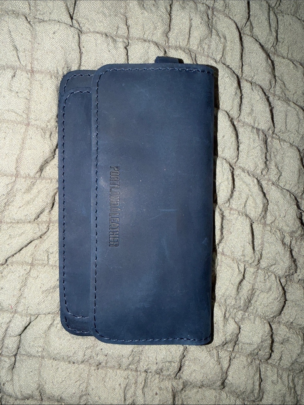 Portland Leather Goods Navy Blue Suede Leather Lilly Wristlet